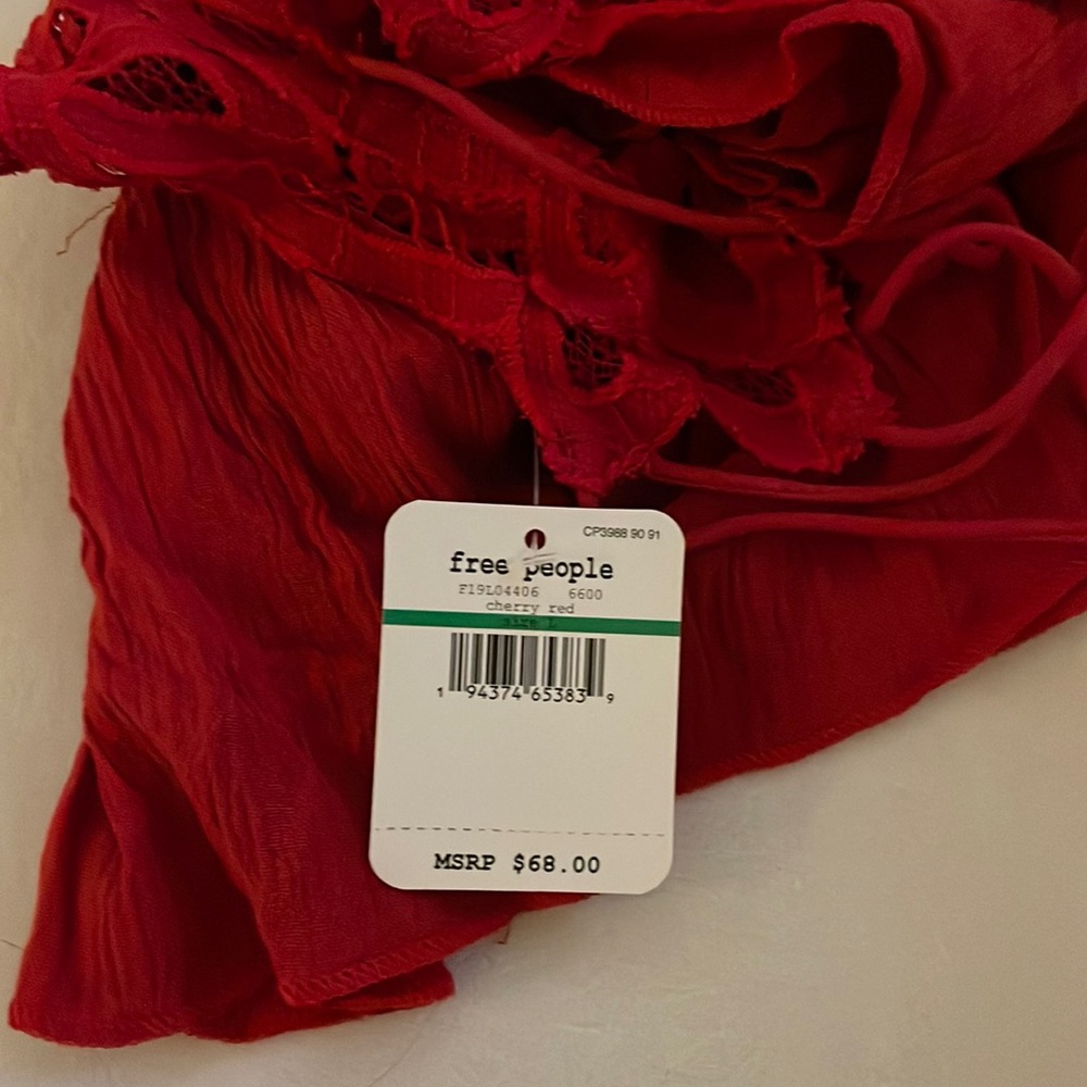 ADELLA V-Neck Sleeveless Lace Smocked Back Cotton Blend Ruffle Layered C… - Picture 4 of 10
